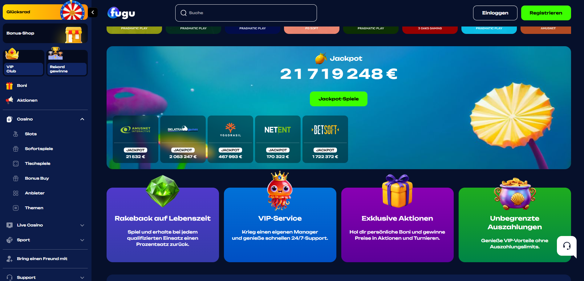 Fugu Casino Jackpots